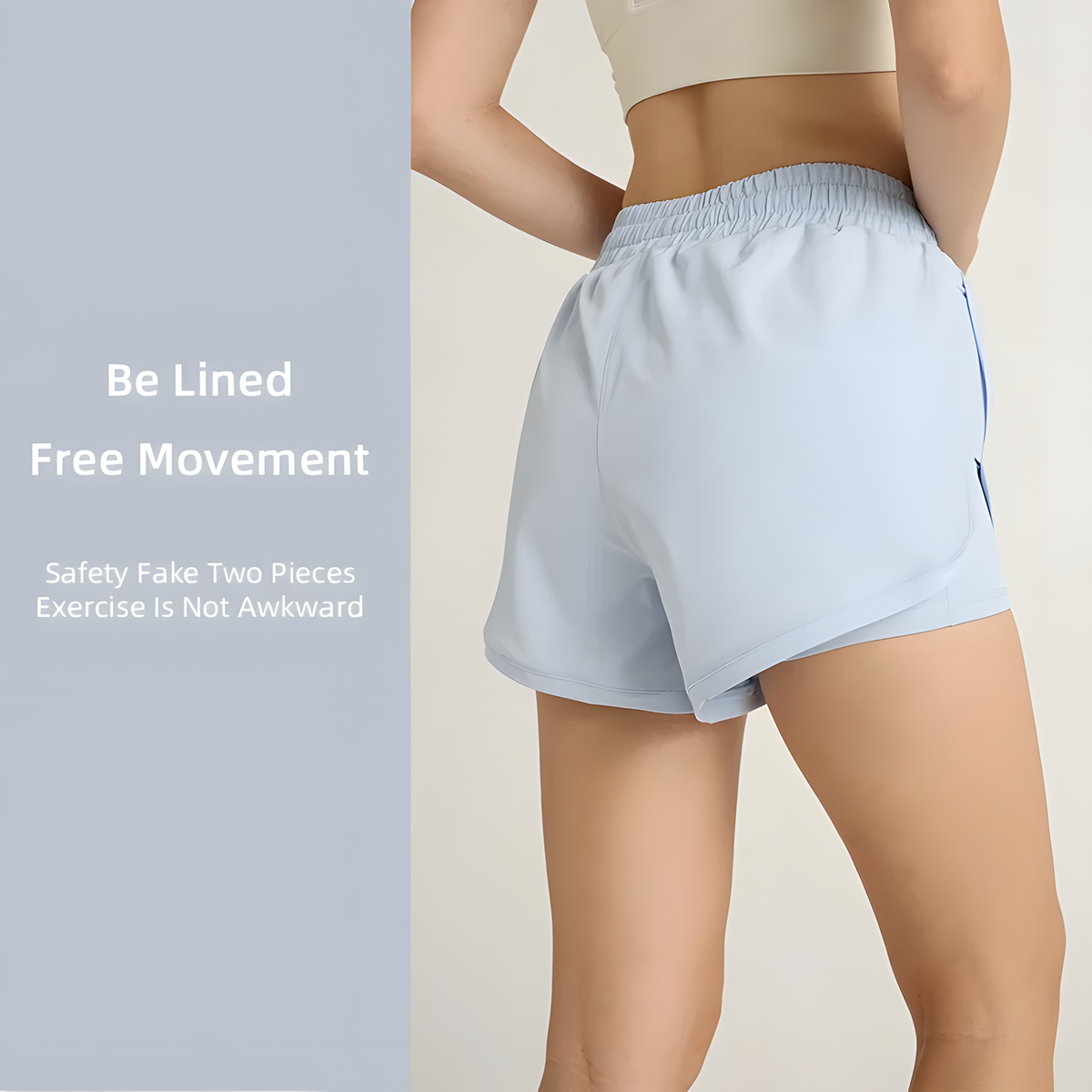 Women's High-Waist 2-in-1 Workout Shorts with Inner Pocket