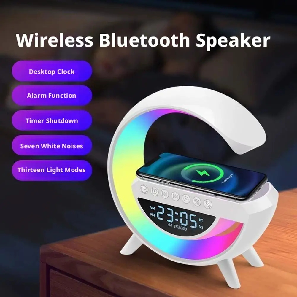 RGB Bluetooth Alarm Clock Speaker with Ambient Light for Bedroom