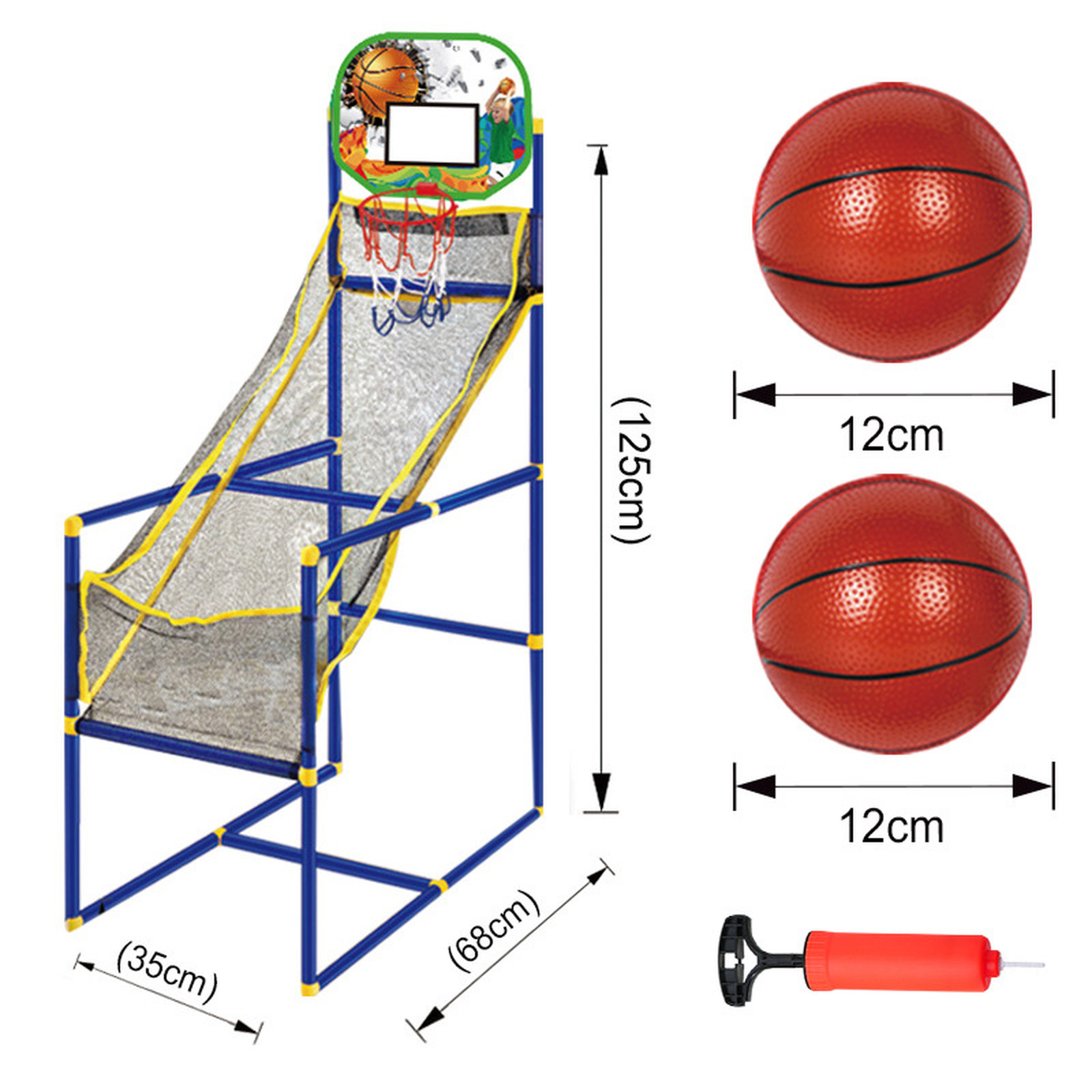 Portable Mini Basketball Return Game – 1.25 m with 2 Balls
