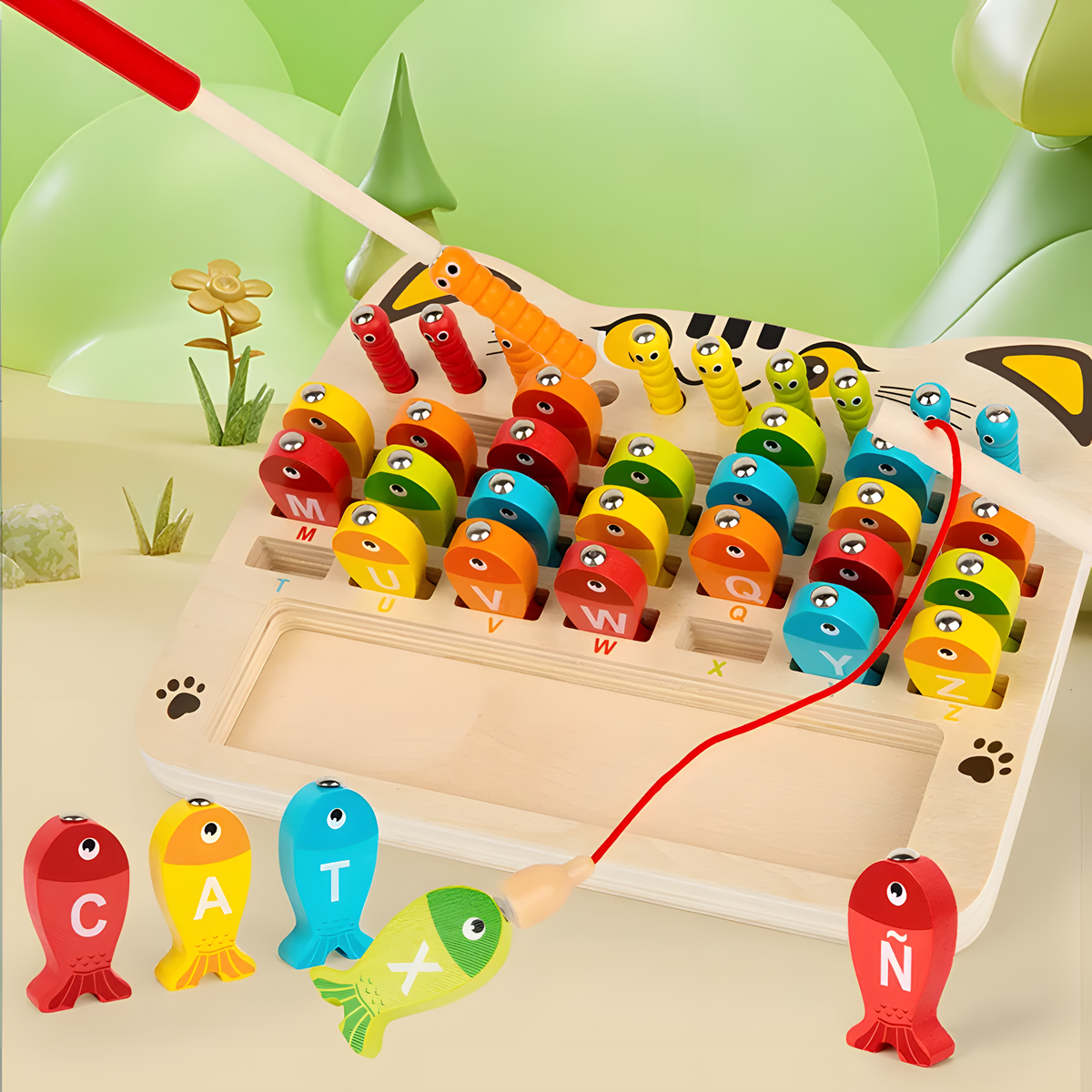 Wooden Magnetic Fishing Game for Color Matching and Play