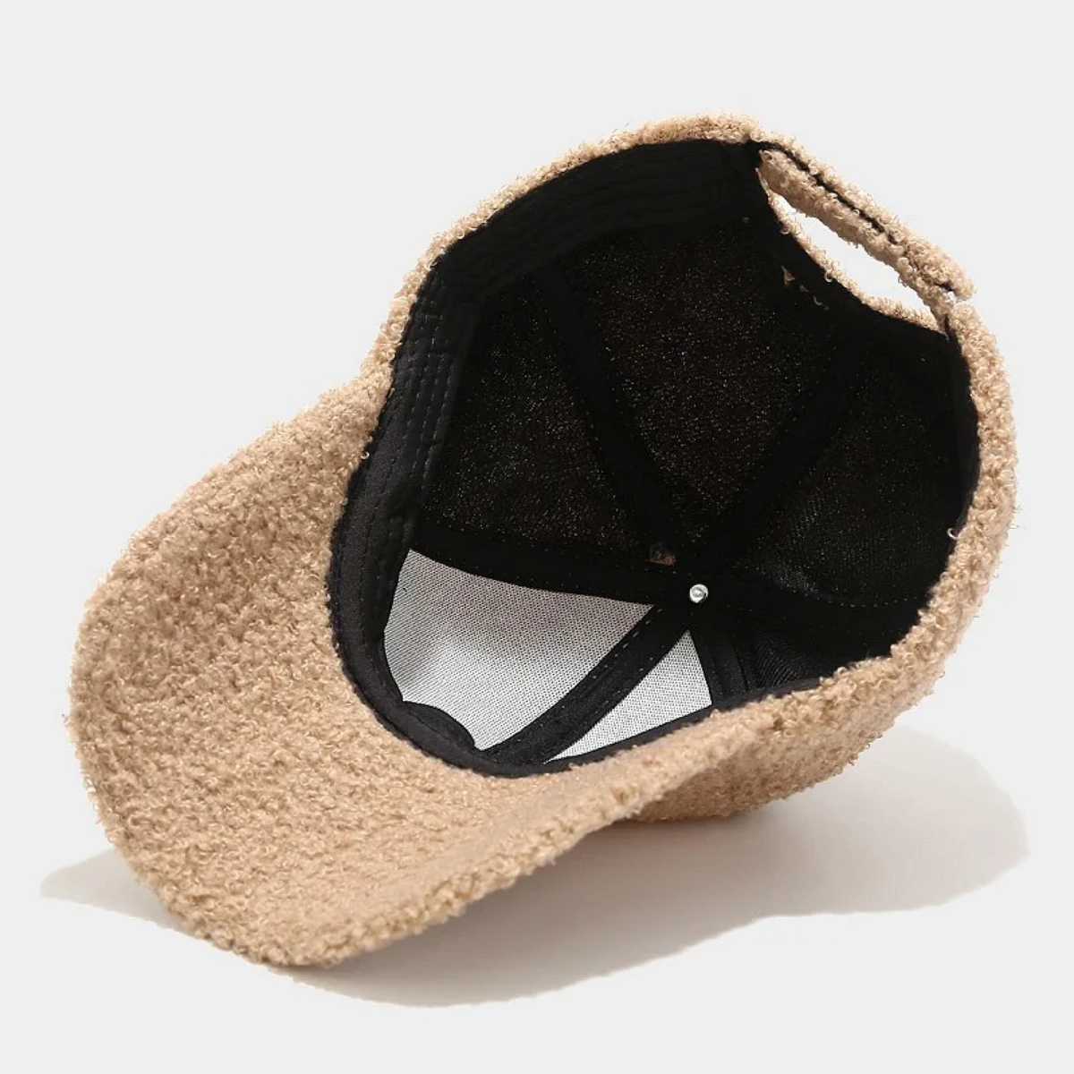 Teddy-Fleece Baseball Cap with Curved Brim and Adjustable Strap
