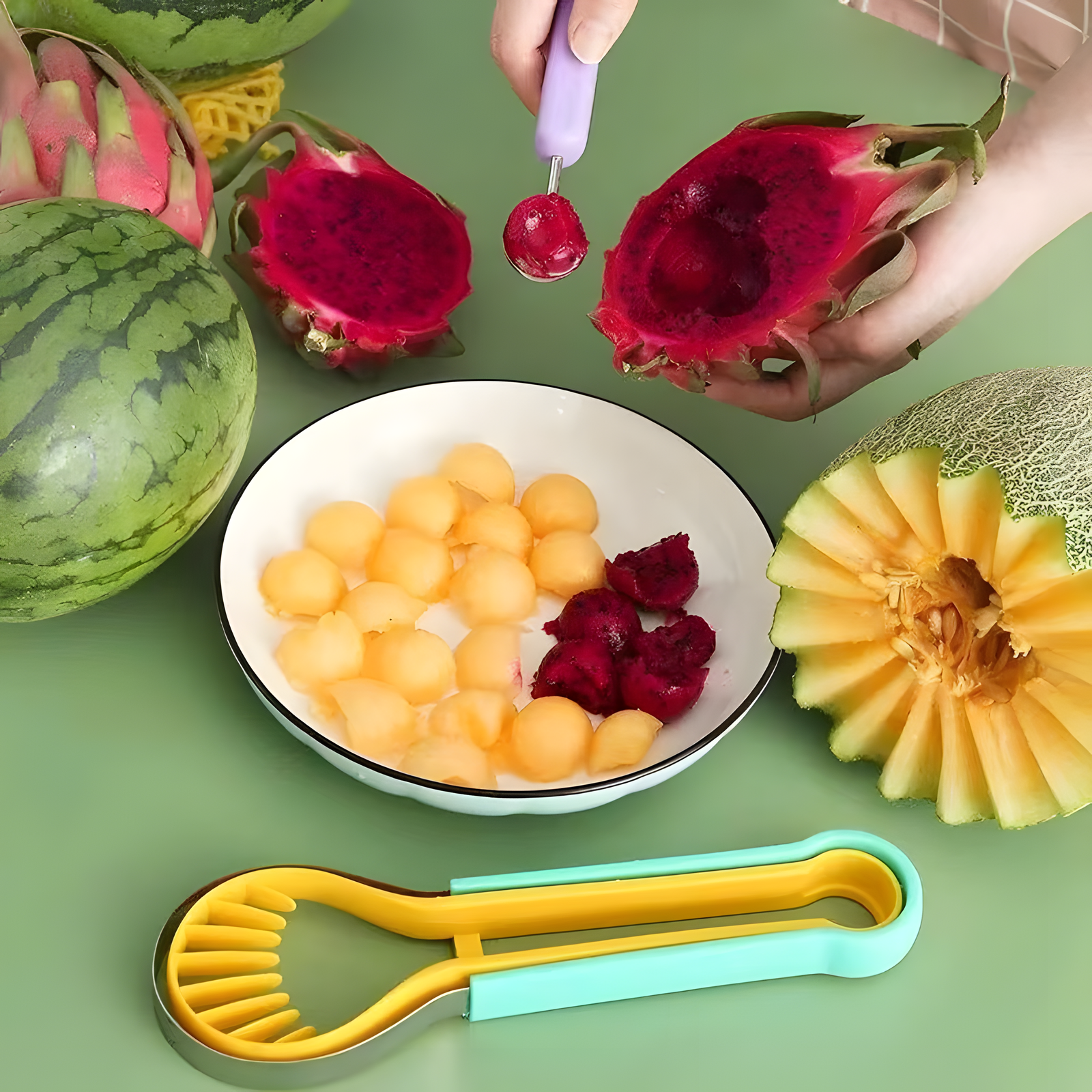 Fruit Slicer Tool Colorful Cutter Set for Kitchen 3 Color Combos