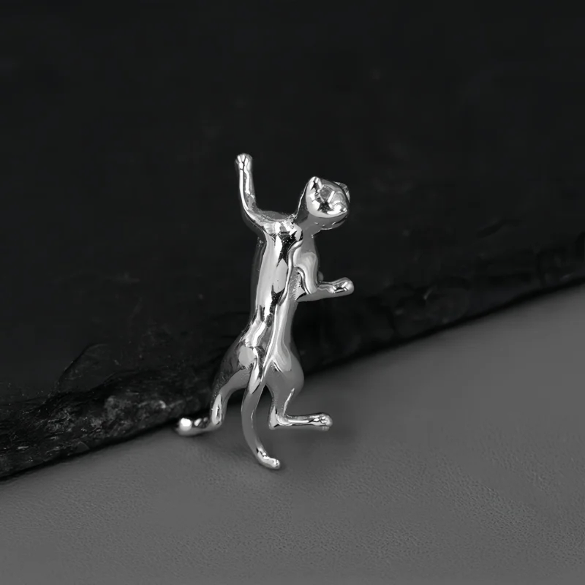 Climbing Cat Brooch Pin in Silver-Tone or Gold-Tone Finish