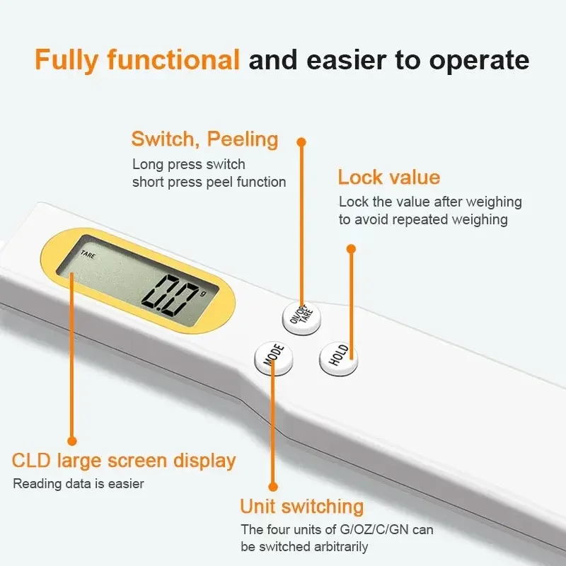 Digital Spoon Scale 0.1g Precision LCD 500g Capacity Kitchen