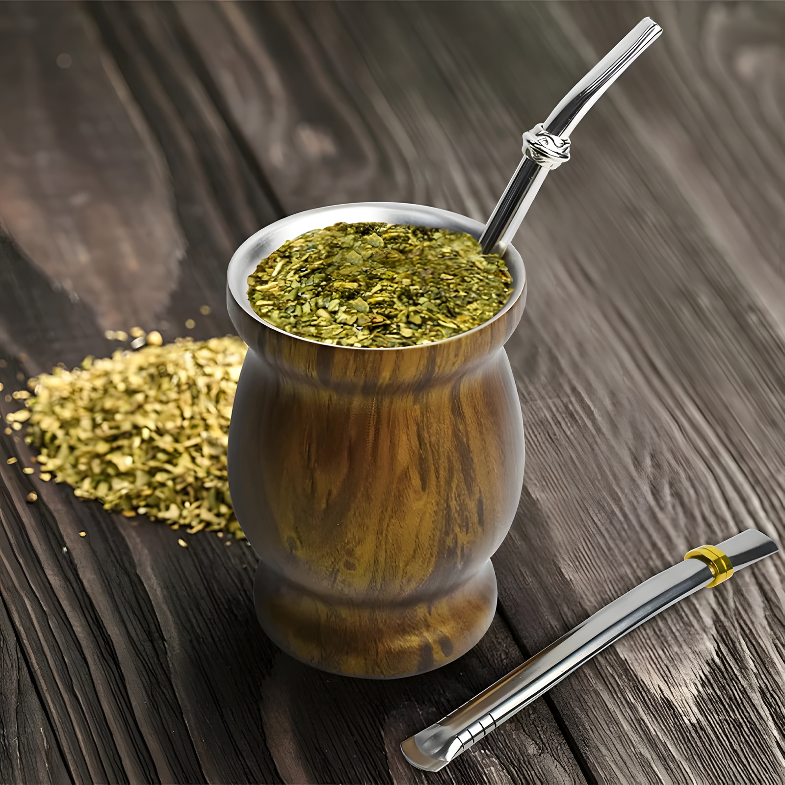 Insulated Stainless Steel Mate Cup Set – 8oz Wood Grain with Accessories