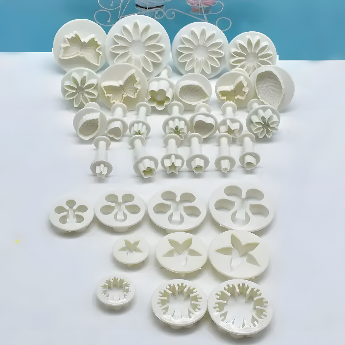 33-Piece Fondant Cutter Set, Flower, Leaf & Butterfly Shapes