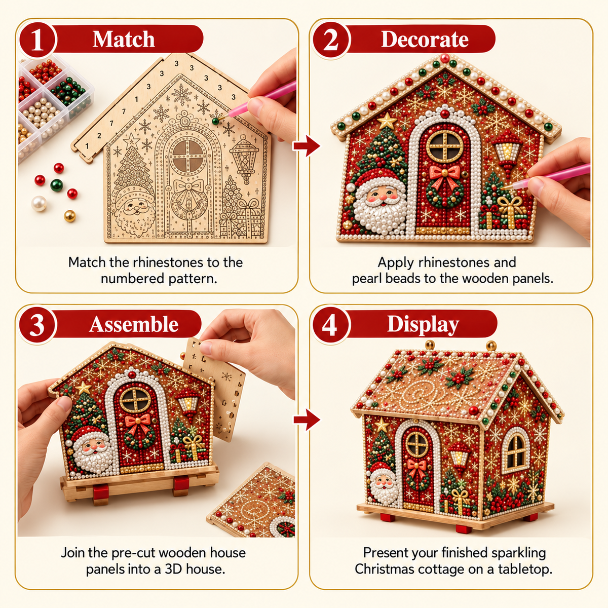 Christmas Diamond Painting Wooden House Kit for DIY Decor