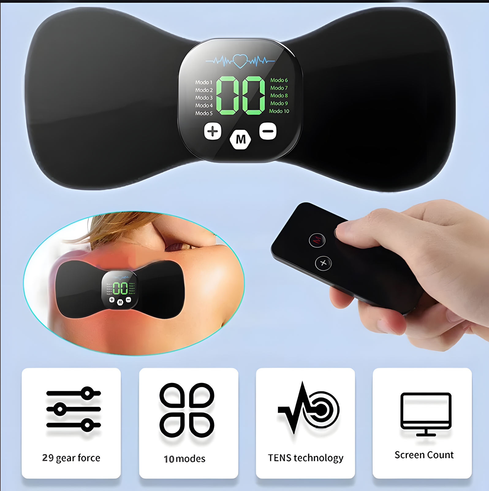 Rechargeable Heated EMS Massage Pad with Heat Vibration