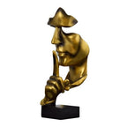 Abstract Face Sculpture - Silence is Golden Thinker Statue