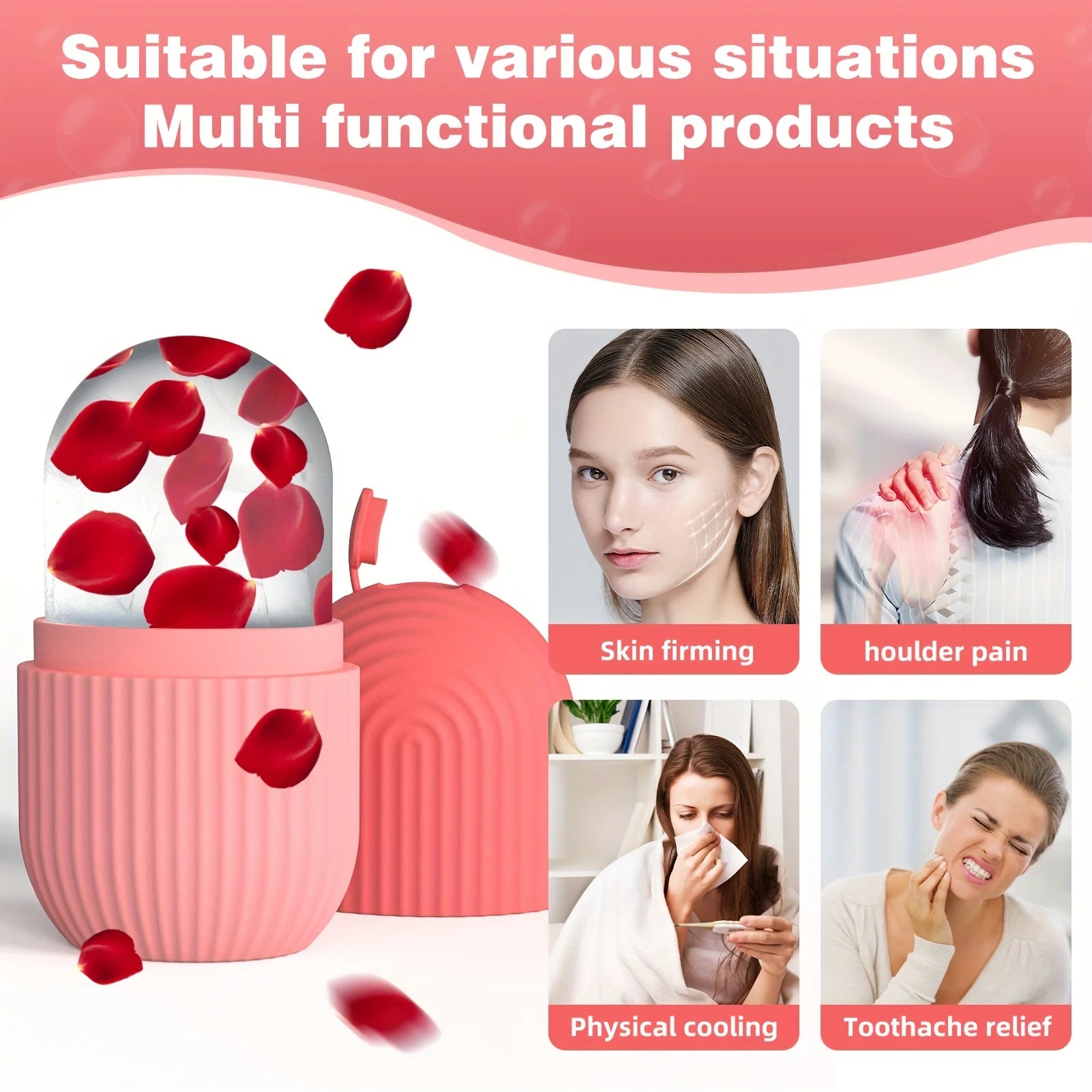 Silicone Ice Ball Face Massager - Cooling Facial Contouring Tool