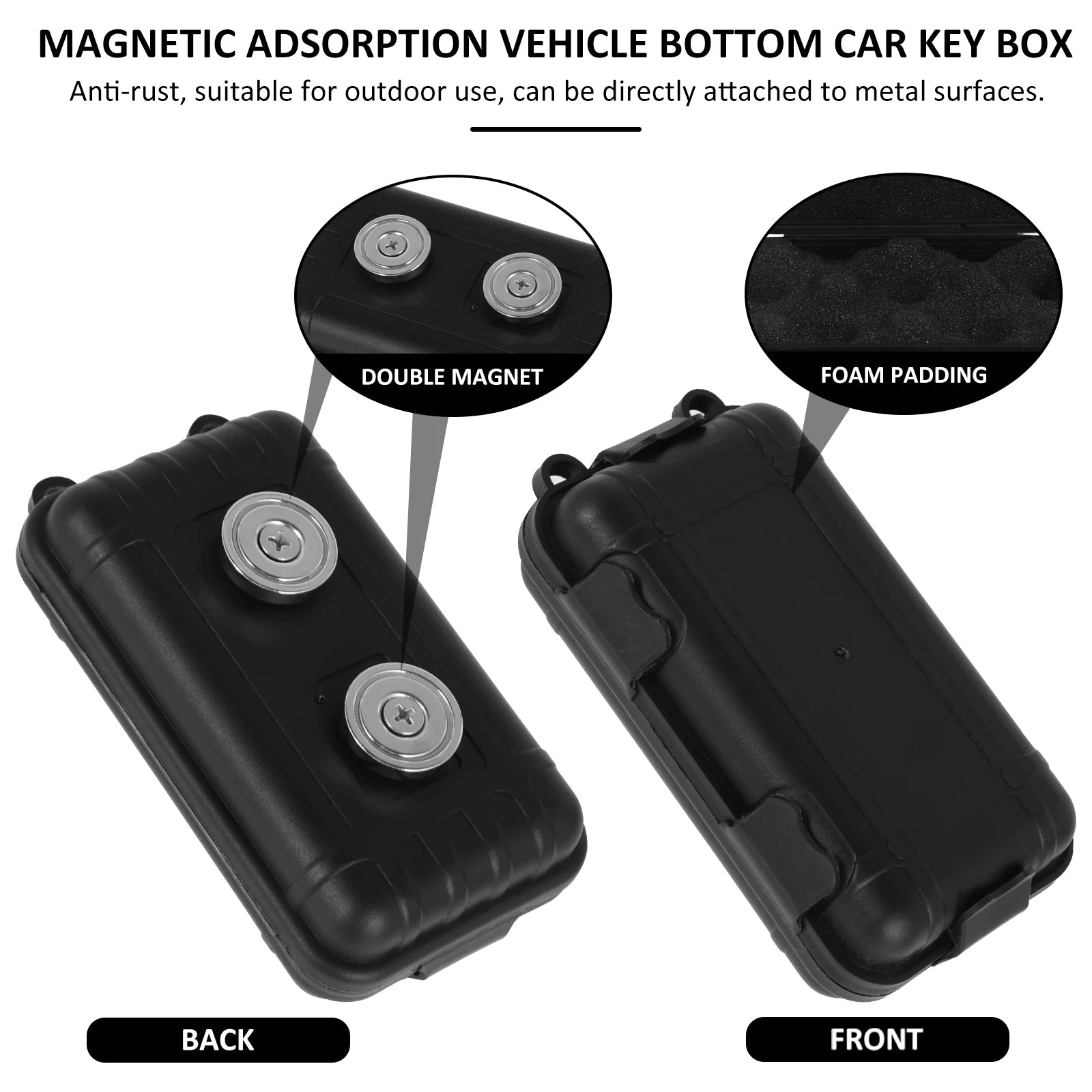 Magnetic Car Key Holder - Heavy Duty Waterproof Hide-A-Key Box