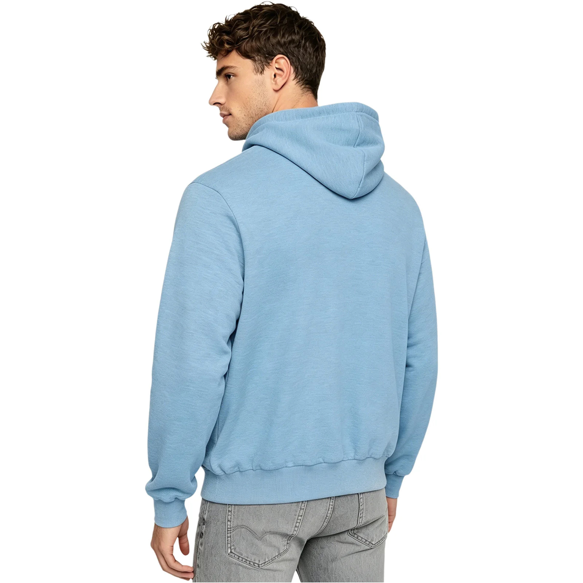 Men's Pullover Hoodie with Wide Crossover Front Pouch Design