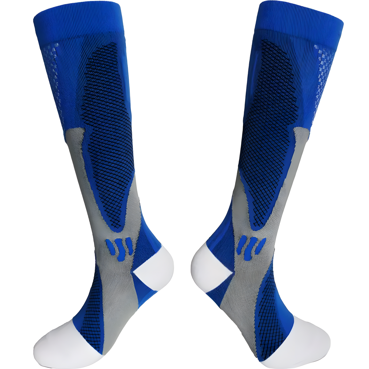 Knee High Sports Compression Socks with Contrast Knit Panels