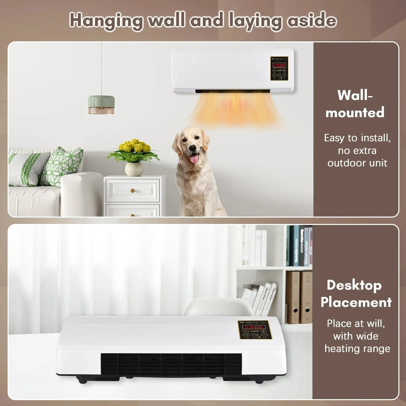 Wall Mounted Heater & Cooling Fan with Remote Control