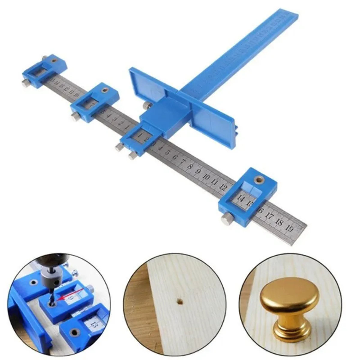 Cabinet Handle Drilling Jig, Adjustable Guides and Edge Stop