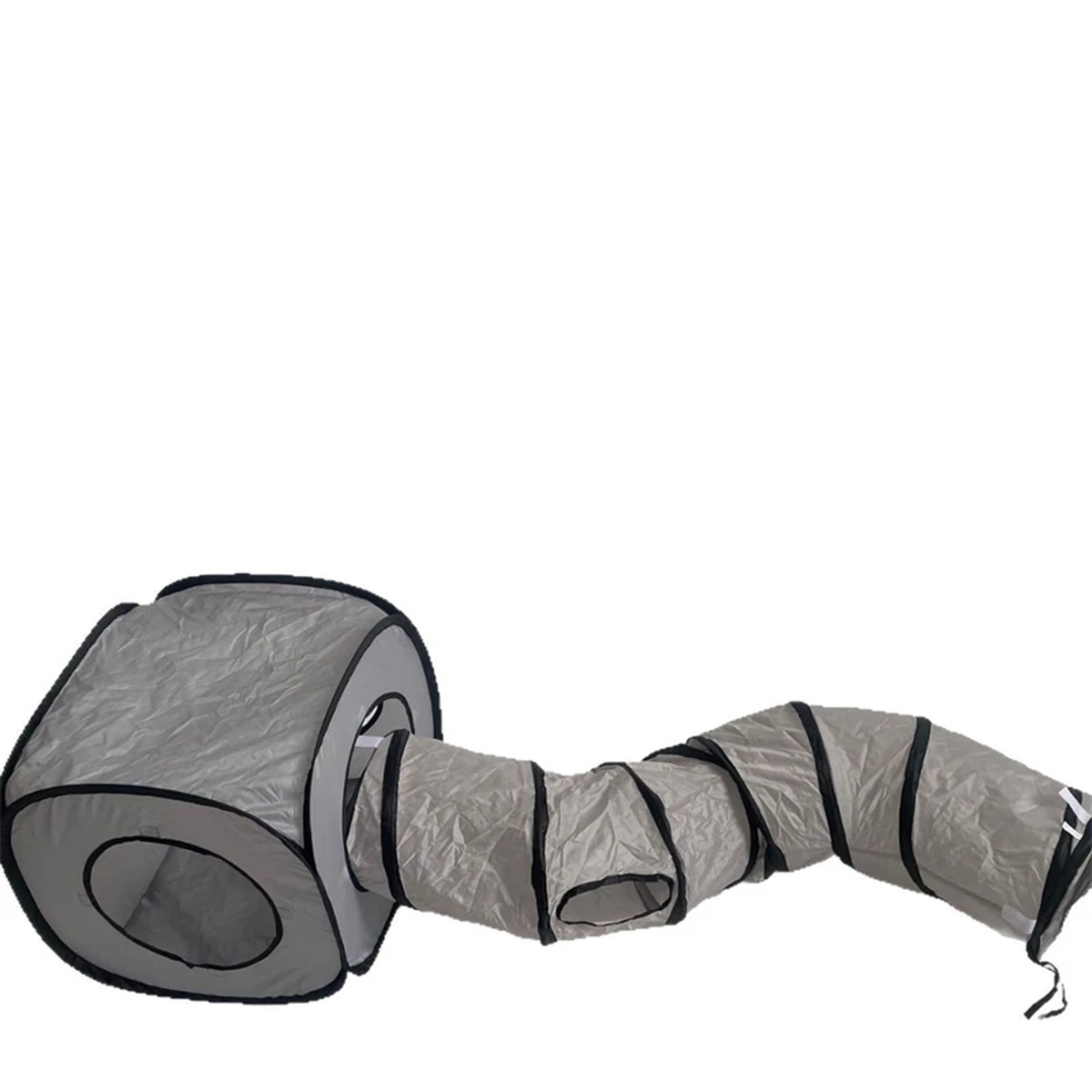 Collapsible Cat Tunnel with Cube Hideaway and Play Openings
