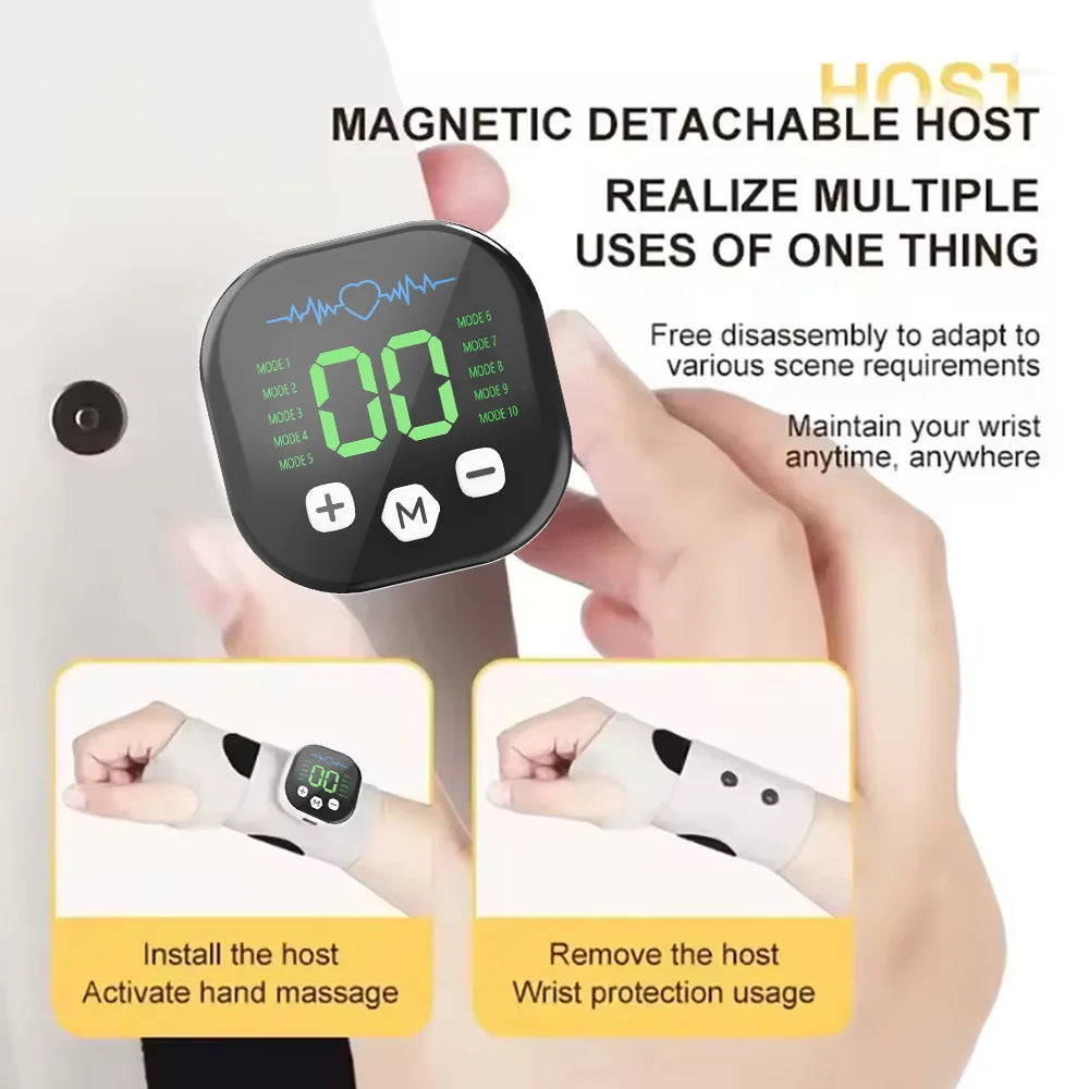 EMS Wrist Massager Cordless USB-C 10 Modes Adjustable Brace