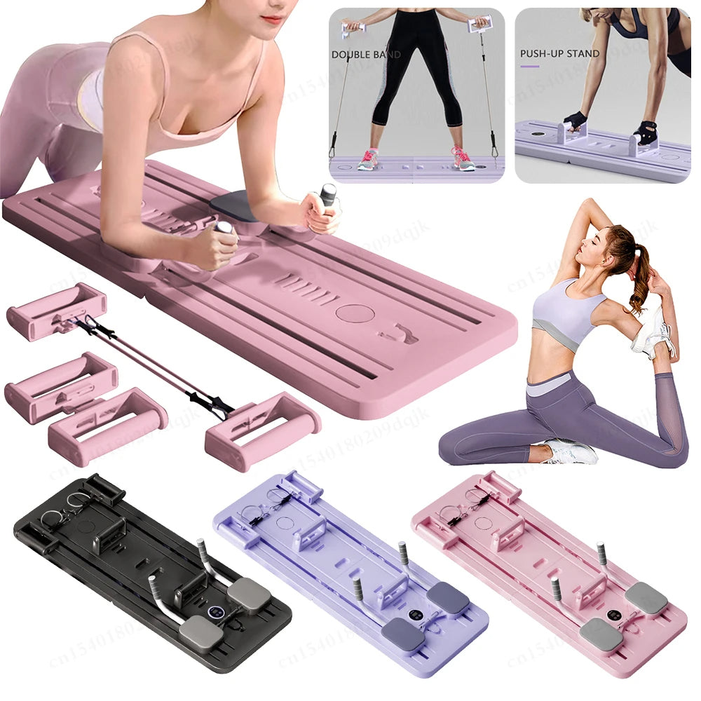 Multifunctional Abdominal Board - Foldable Core Trainer with Resistance Bands