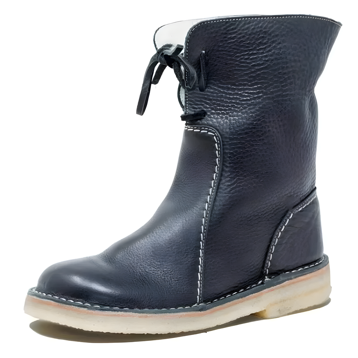 Women's Lace-Up Casual Boots with Low Heel and Rounded Toe