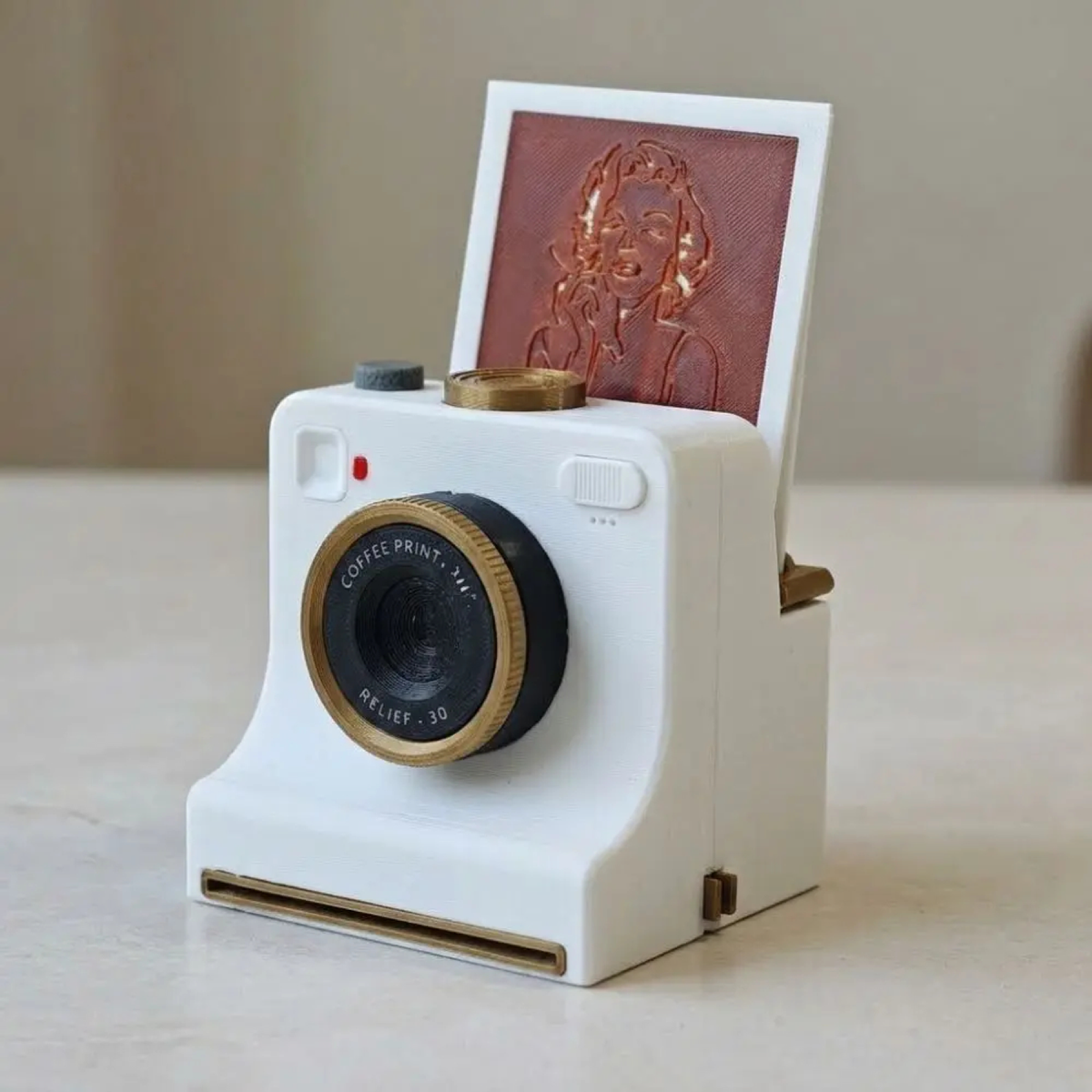 Camera-Shaped Latte Art Stencil Tool with Interchangeable Cards