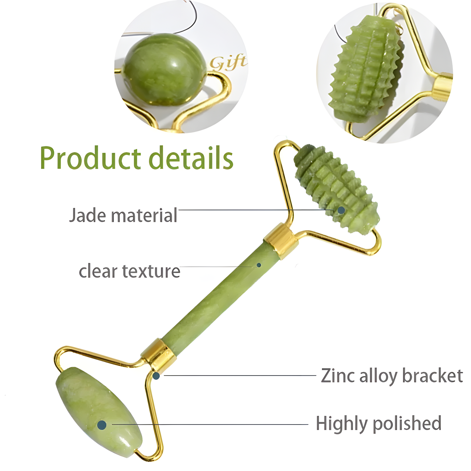 Jade Roller & Gua Sha Set - Green Stone Face Massager