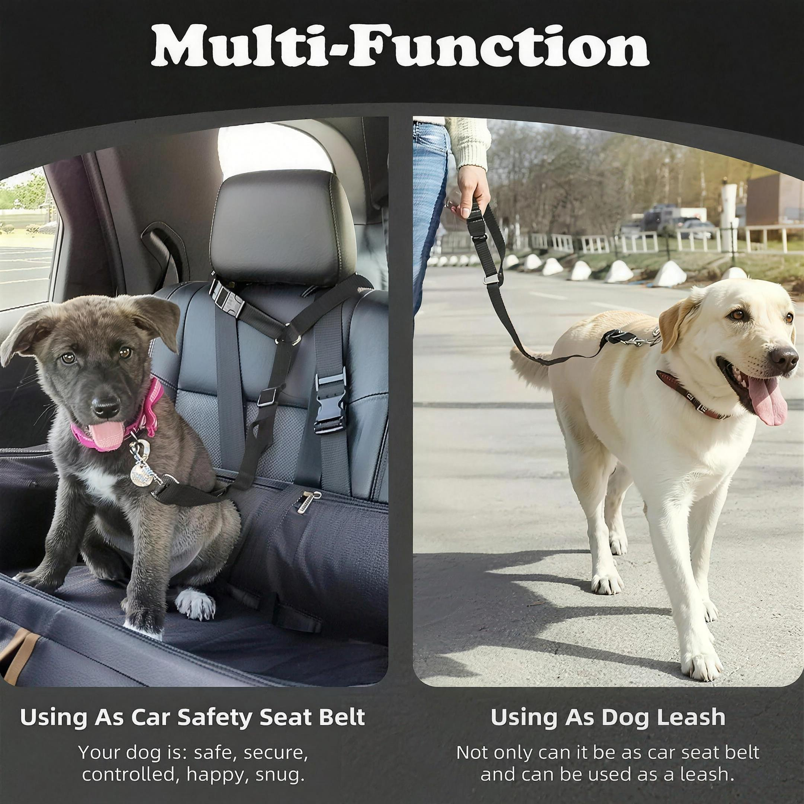 Dog Car Seat Belt Adjustable Headrest Clip with Swivel Hook