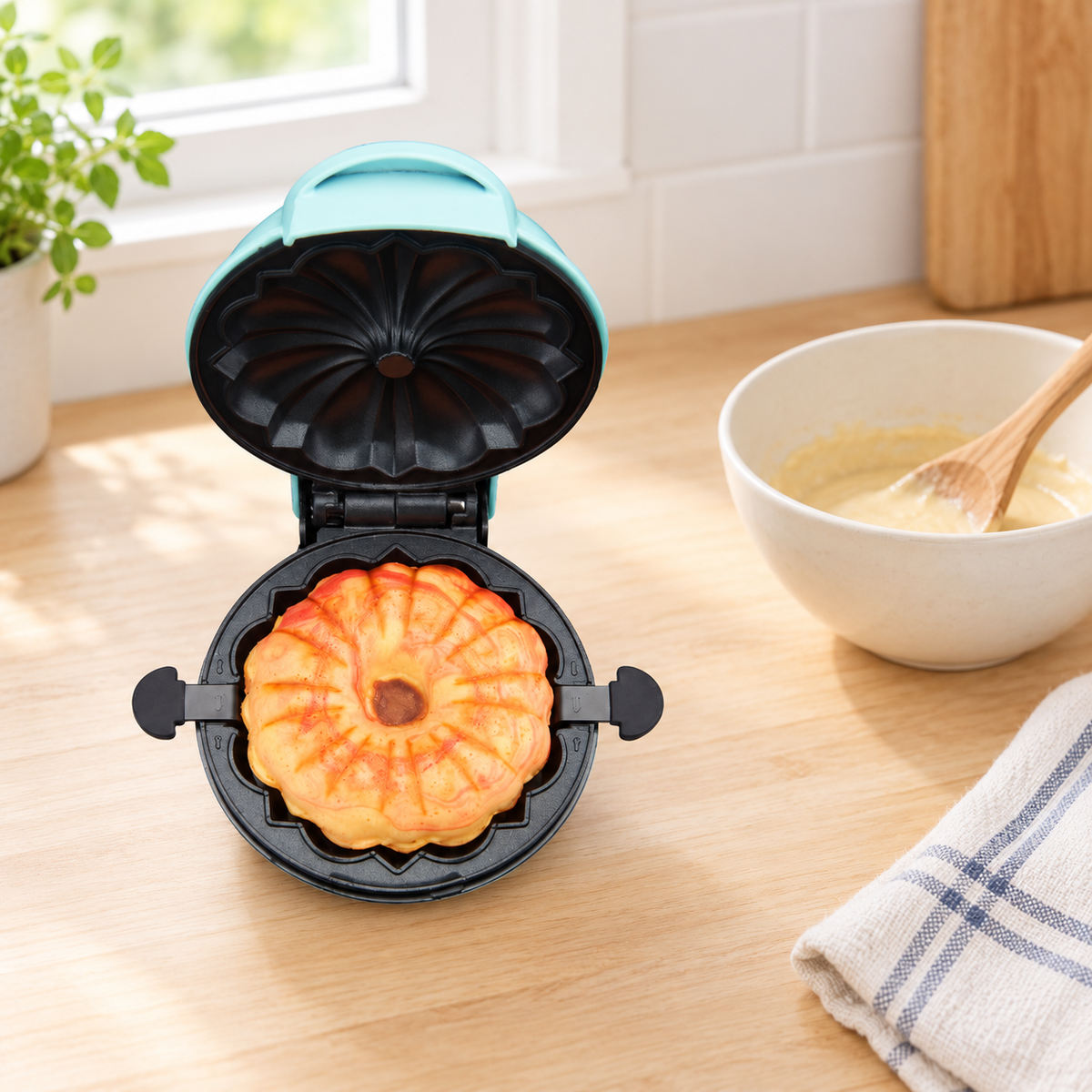 Mini Electric Cake Maker, Flower Mold with EU or US Plug