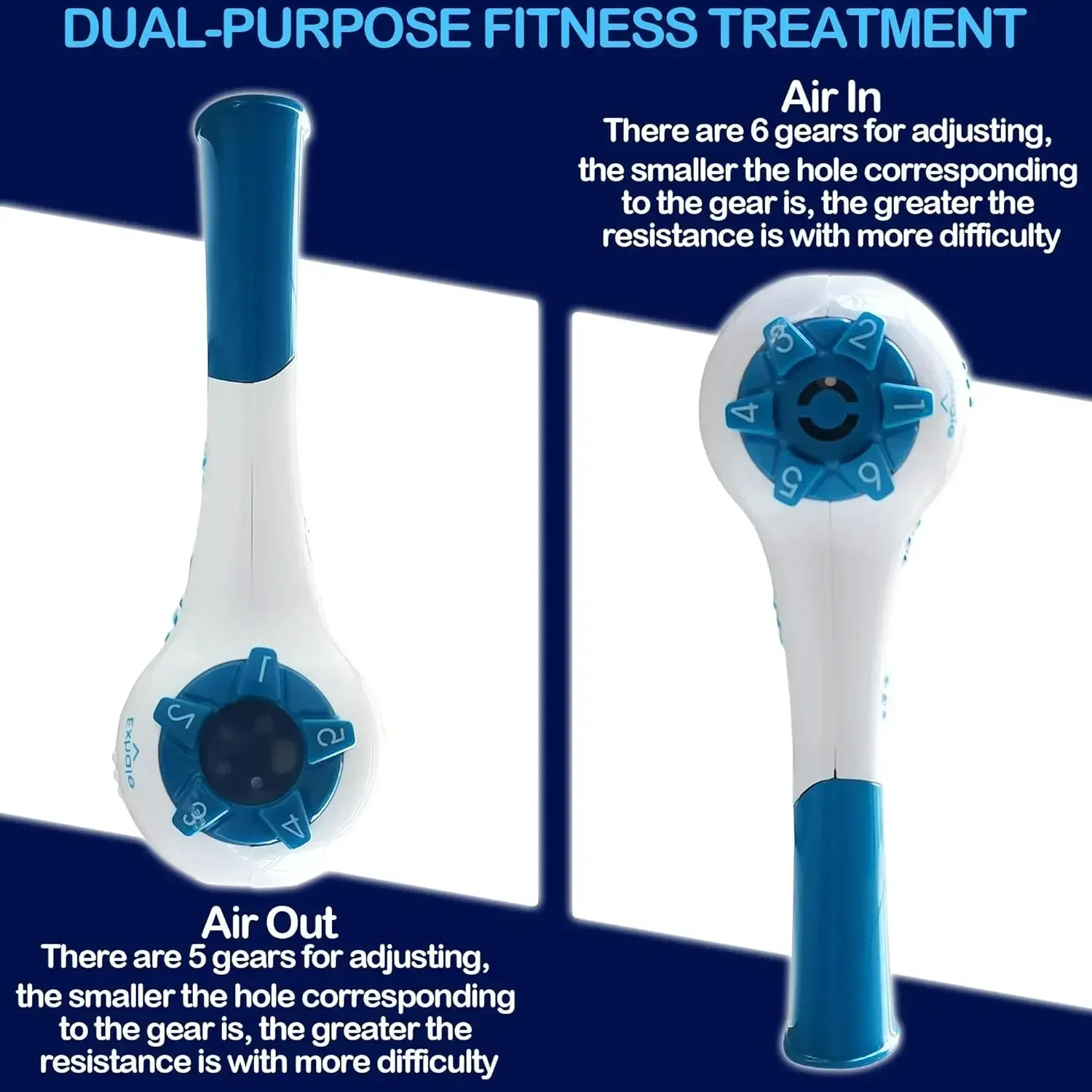 Handheld Breathing Trainer Adjustable Resistance Compact