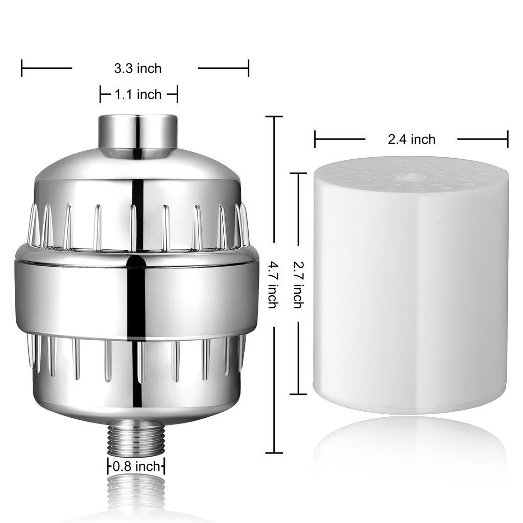 20-Layer Shower Filter with Replaceable Cartridge Chrome