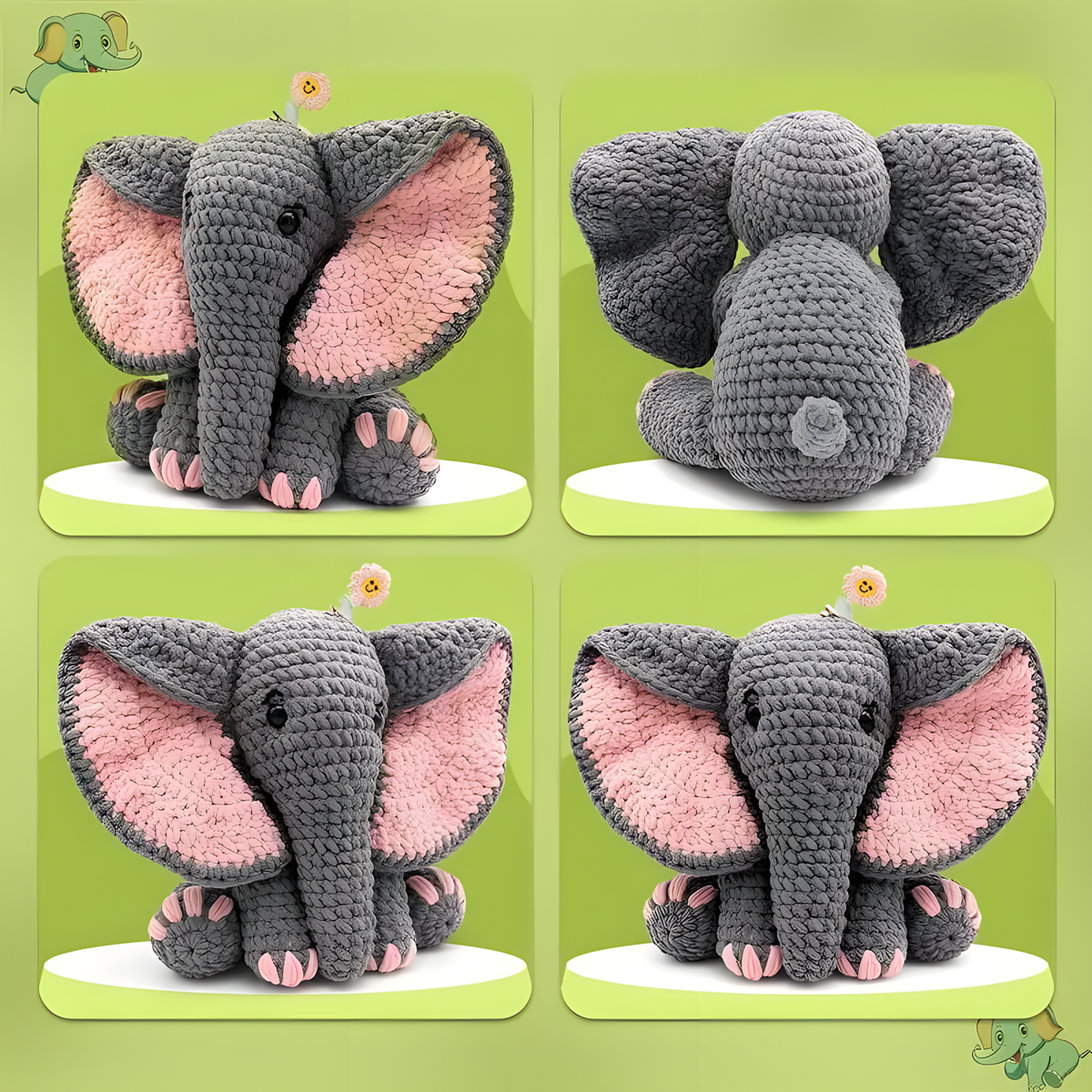 Beginner Elephant Crochet Kit to Make a 13-Inch Plush Toy