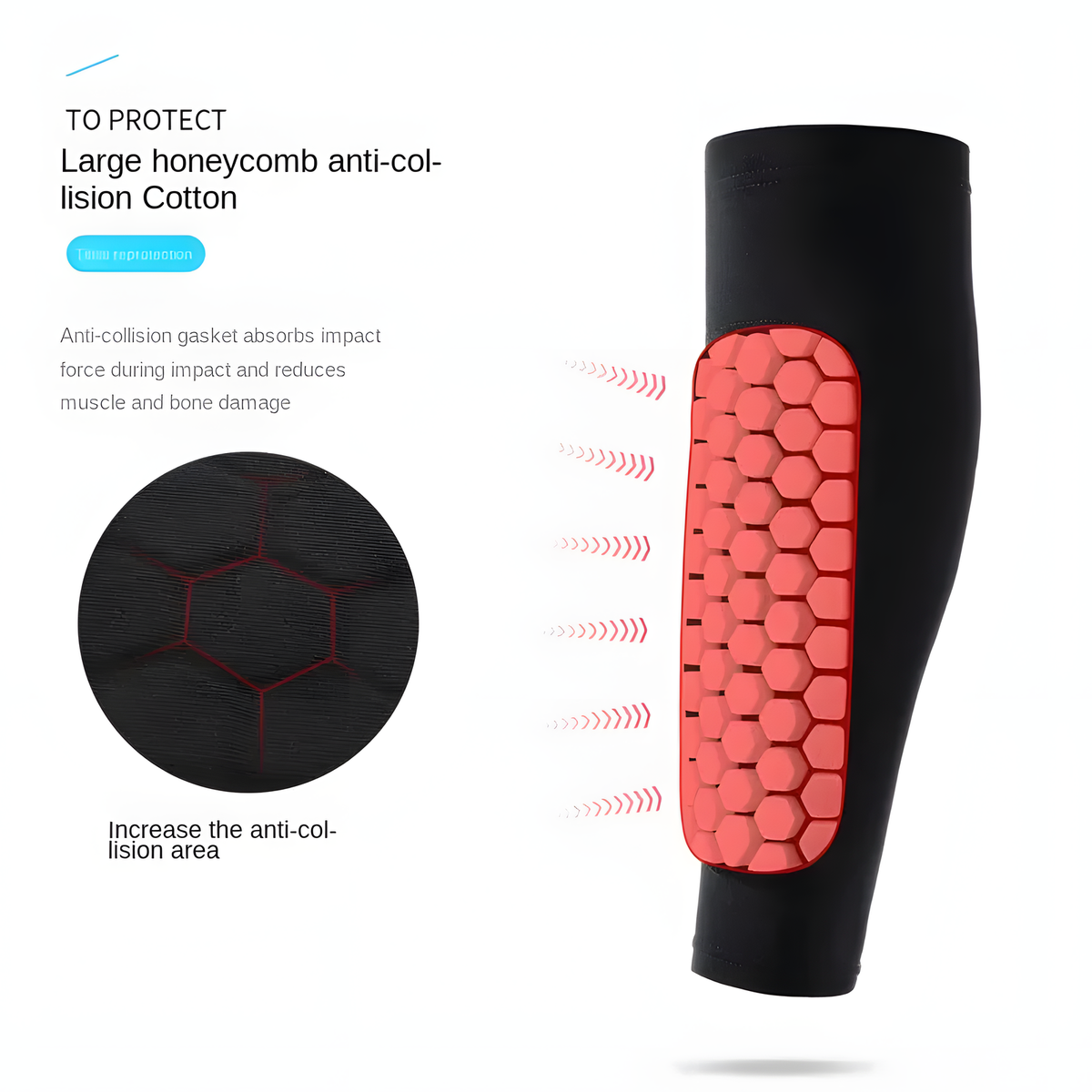 Black Honeycomb-Padded Calf Sleeves for Sports and Training