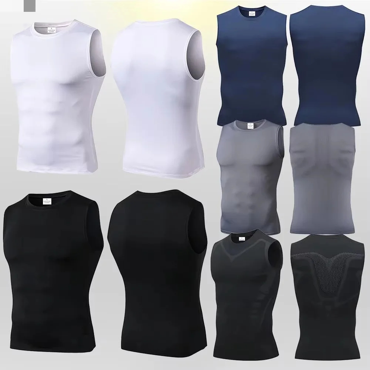 Men's Fitted Sleeveless Workout Vest with Crew Neck Design