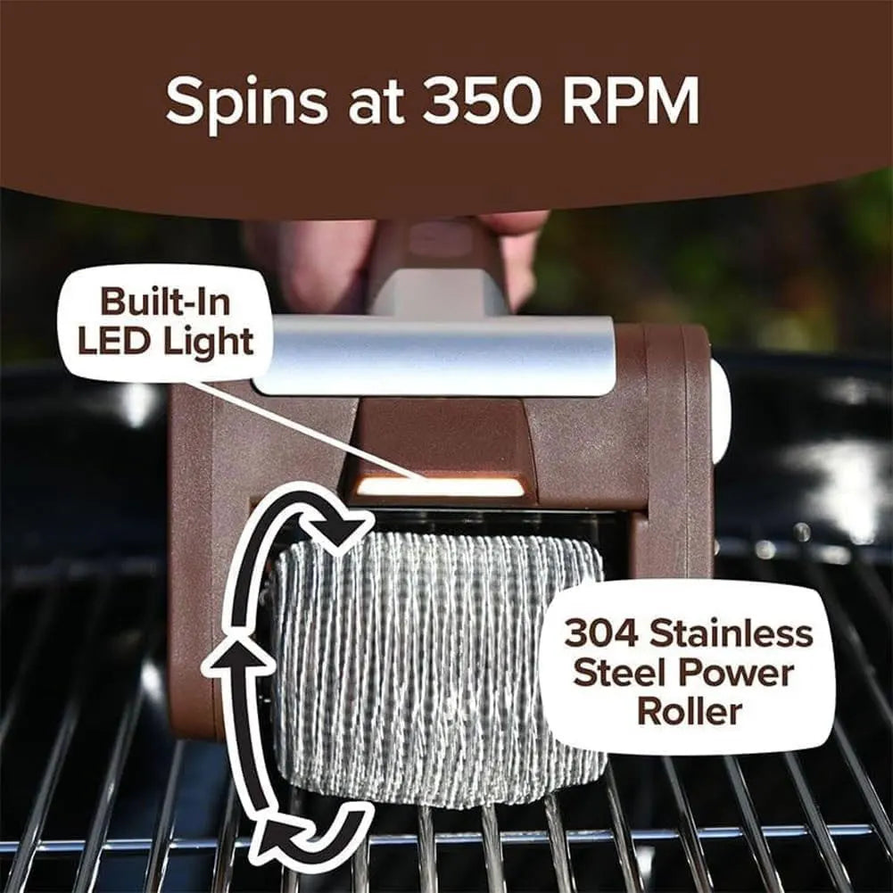 Rechargeable Electric Grill Brush Cleaner - Bristle-Free Roller