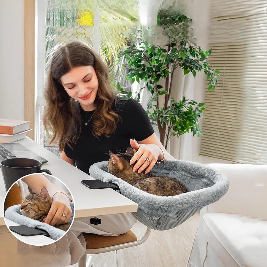 Foldable Cat Desk Bed - Space-Saving Desktop Cat Perch