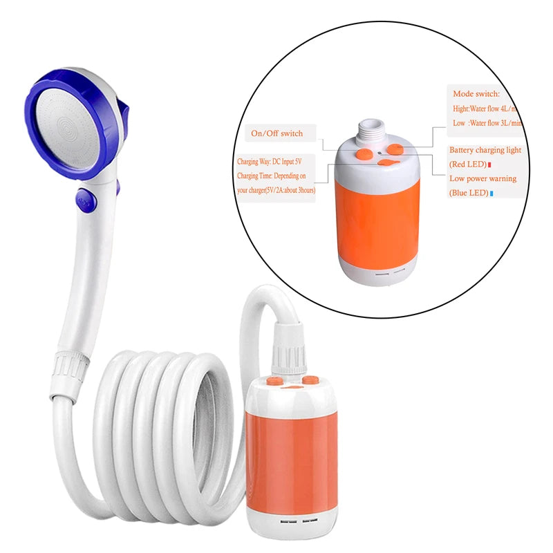 Portable Electric Camping Shower System – USB Rechargeable Pump