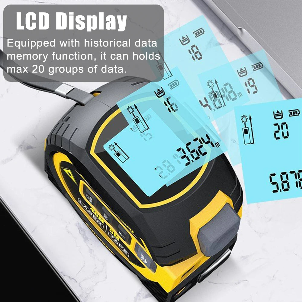3-in-1 Laser Measure Tape - Digital Distance Meter with LCD Display
