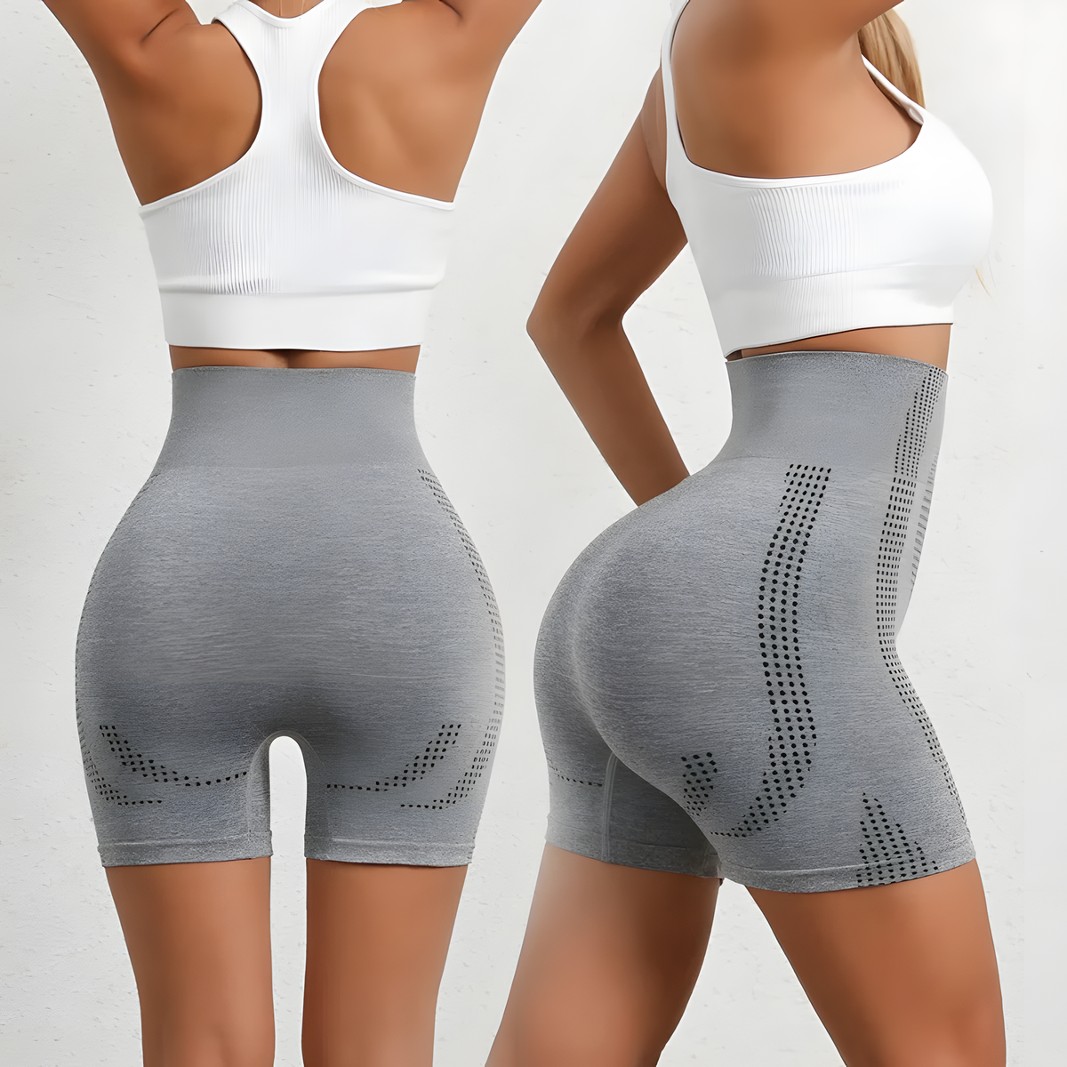 Women's High Waist Shapewear Shorts in Black and Mixed Gray