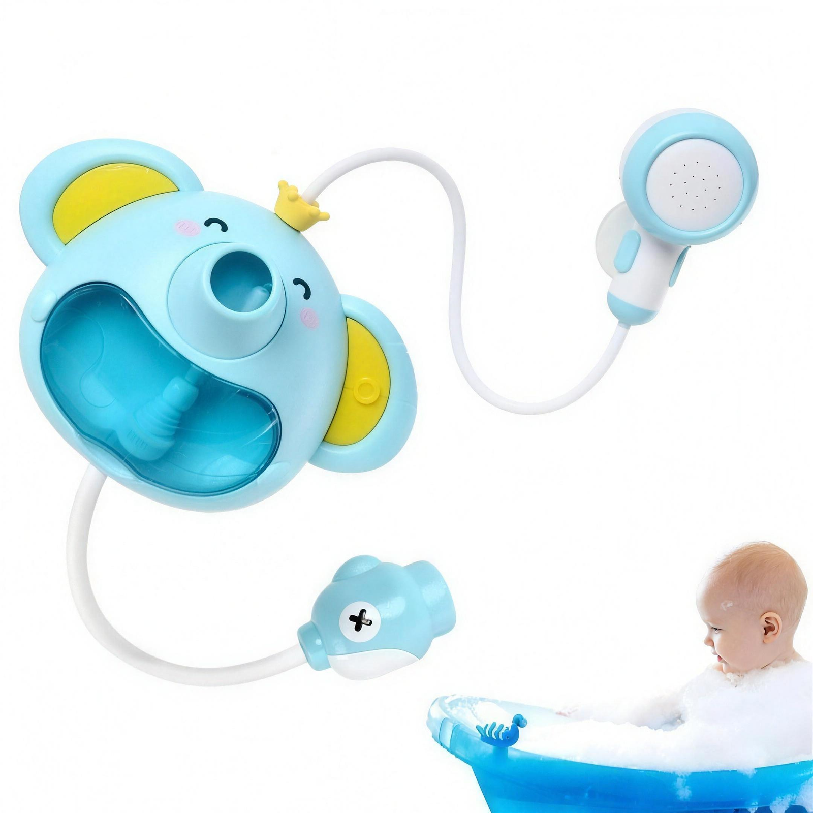 2-in-1 Elephant Baby Bath Shower & Bubble Maker Toy