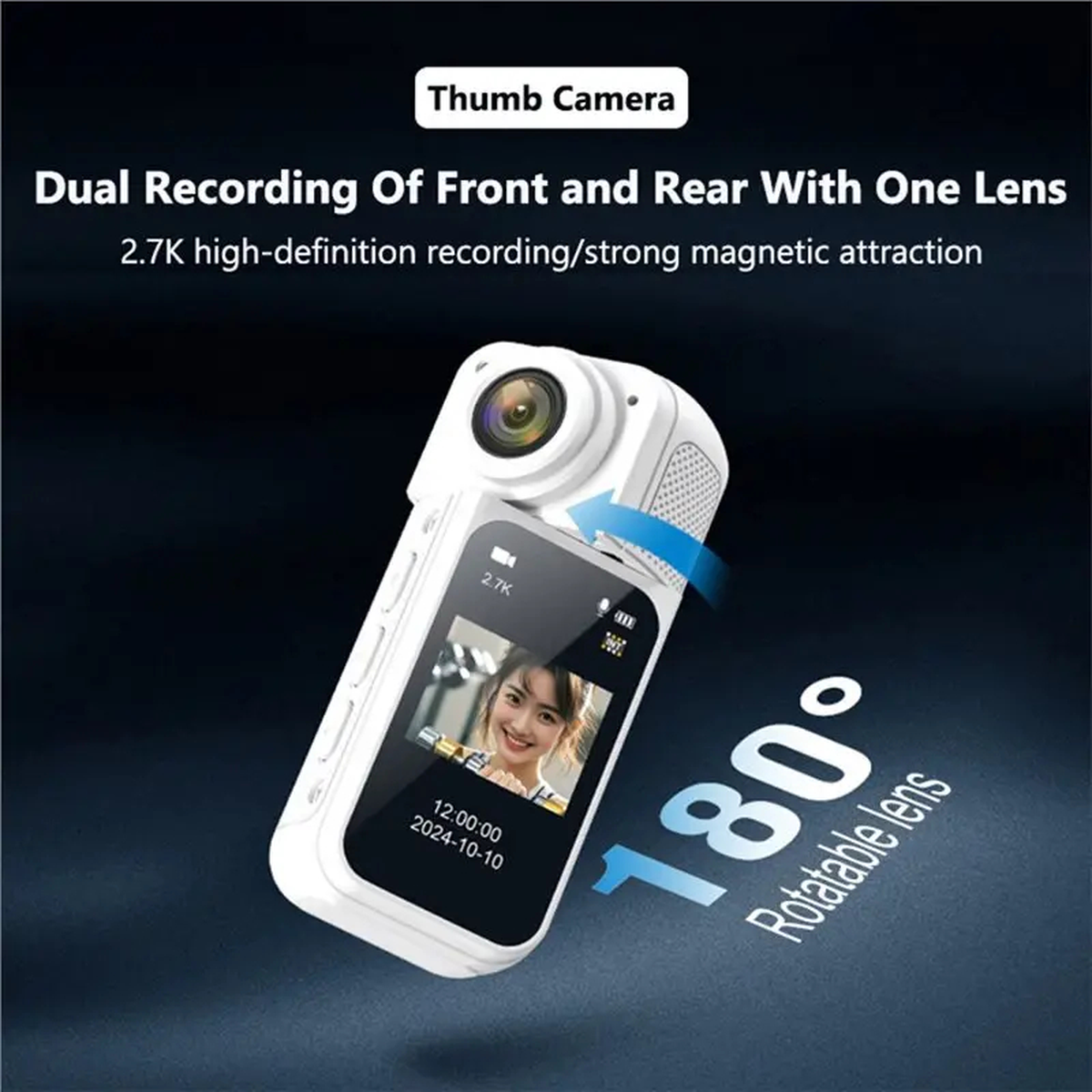 Rotating Mini Thumb Camera with Display and Magnetic Mount