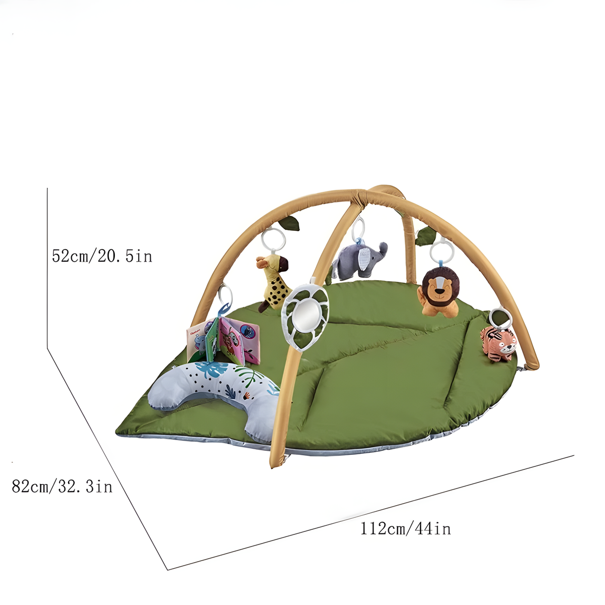 Leaf-Shaped Baby Activity Play Gym with Hanging Toys and Mirror