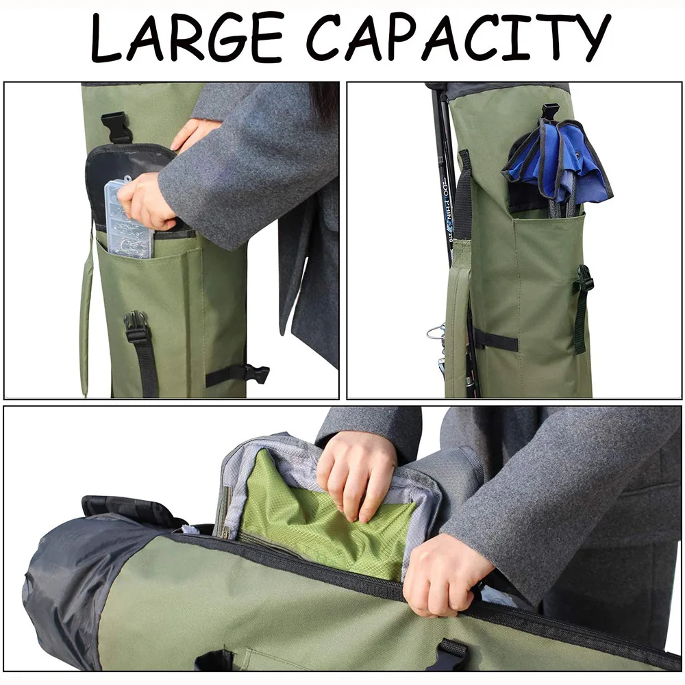 Foldable Fishing Rod Carrier Bag with Shoulder Strap 114cm