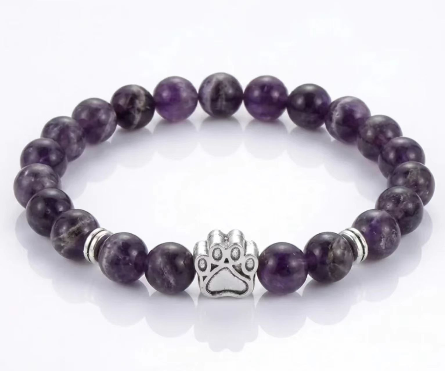 Dog Paw Bead Bracelet Natural Stone 8mm 35 Stone Options