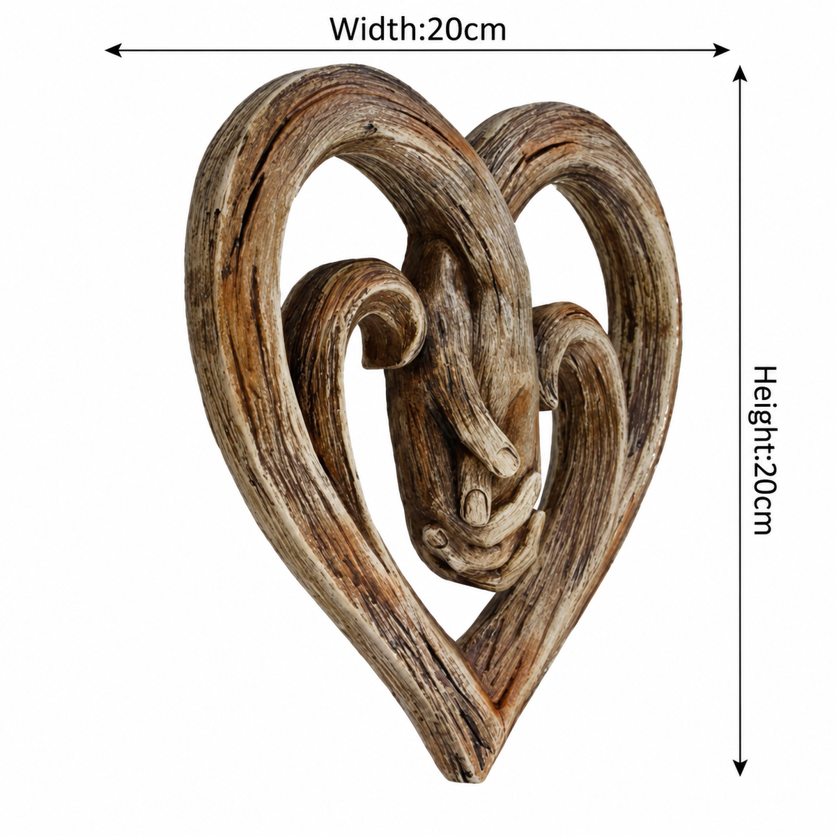 Holding Hands Heart Wall Sculpture, Resin Decor 20 x 20 cm