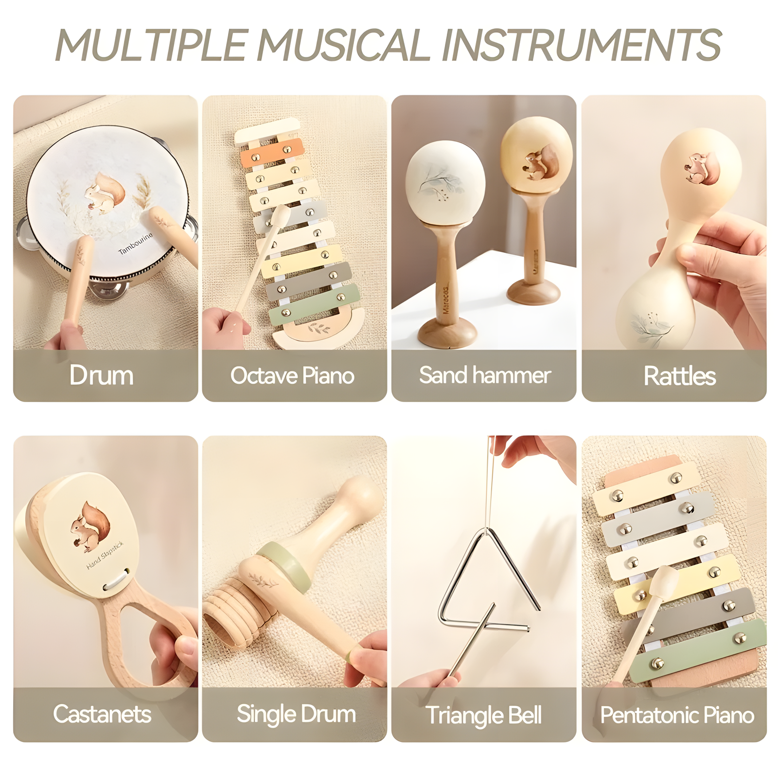 Wooden Children's Music Set Xylophone Drum & Rhythm Kit