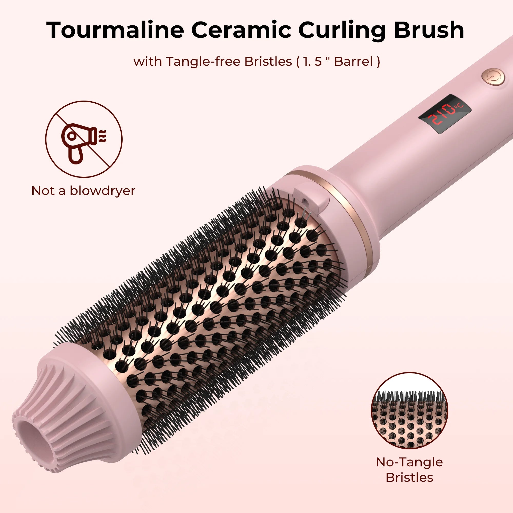 Ceramic Hair Curler Brush - Heated Styling Tool for Smooth Curls & Waves