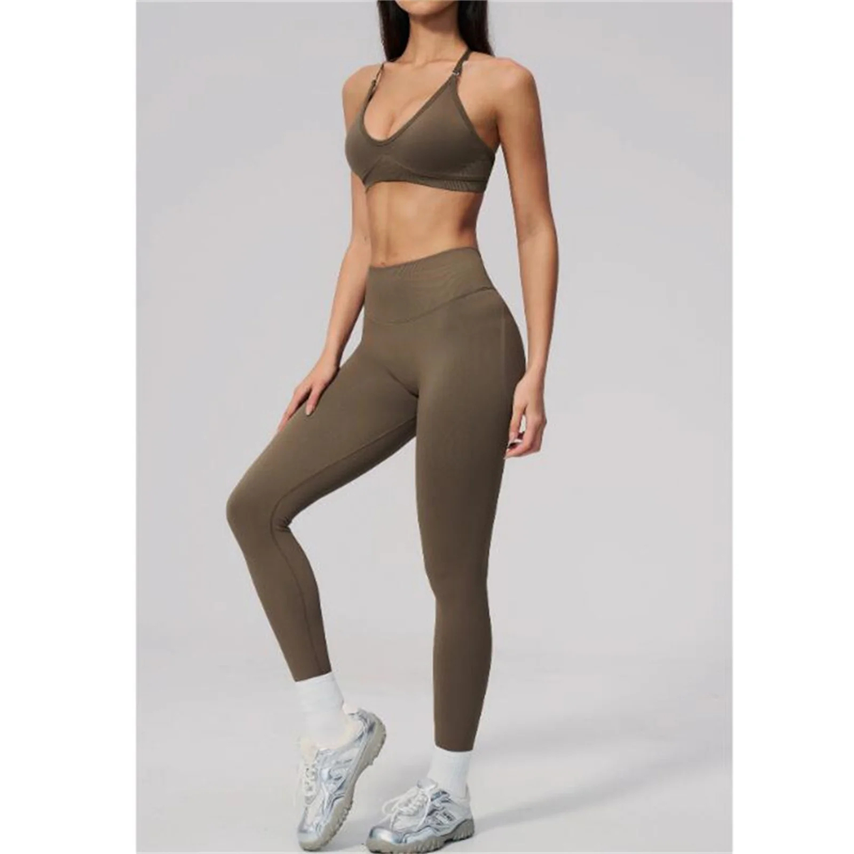 Women's Cross-Back Sports Bra and High-Waist Leggings Set