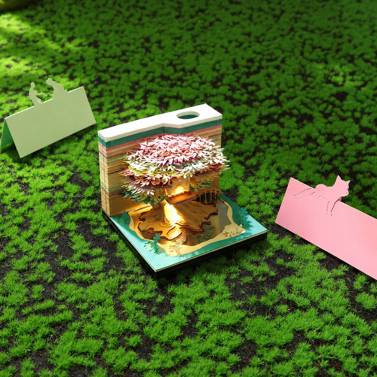 Treehouse Paper Sculpture Memo Pad, 218 Pages and Light