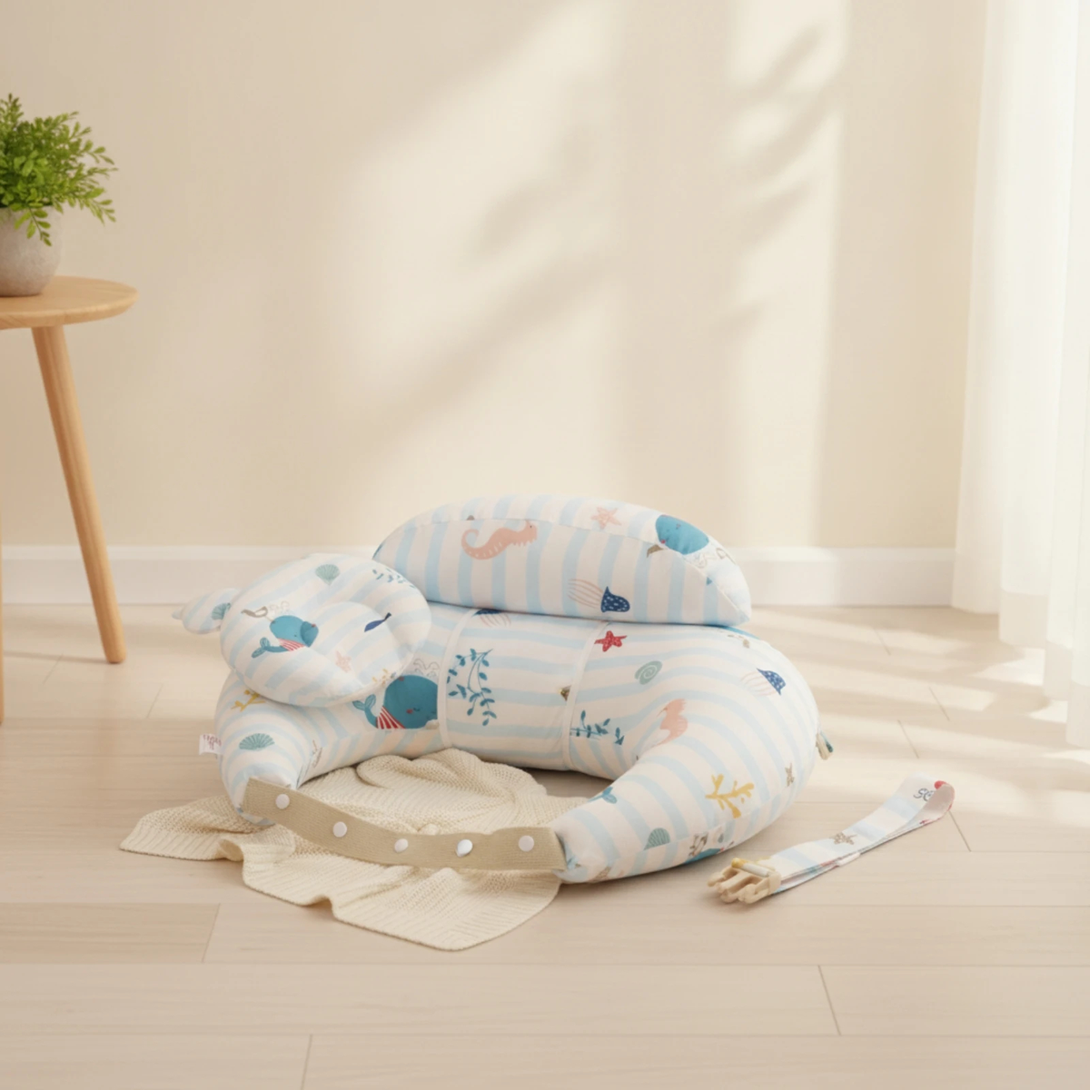 Adjustable Wraparound Nursing Pillow Set with Printed Cover