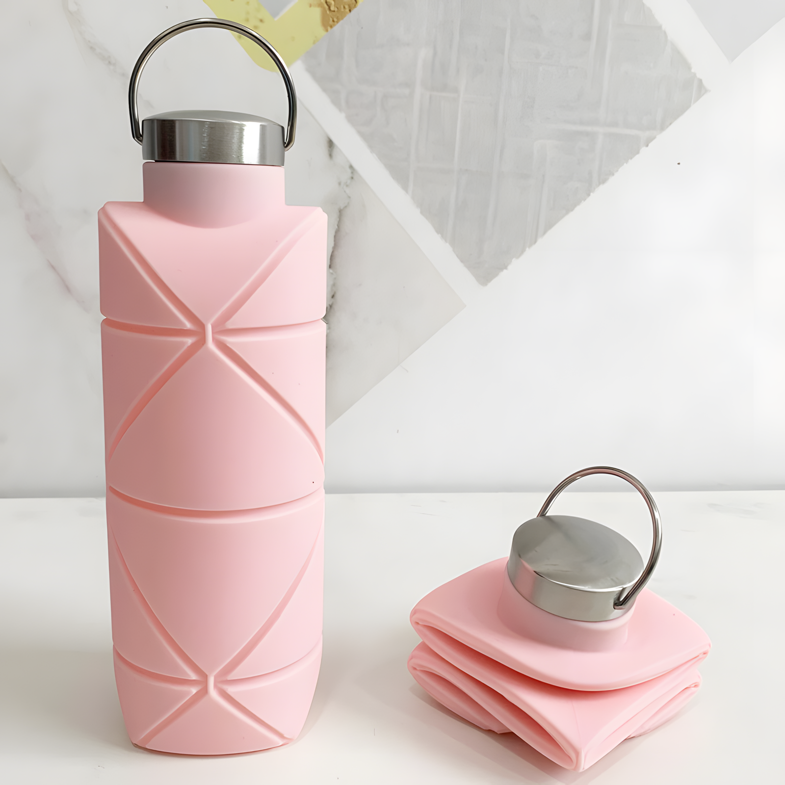 750ml Foldable Silicone Water Bottle Diamond Grip 8 Colors
