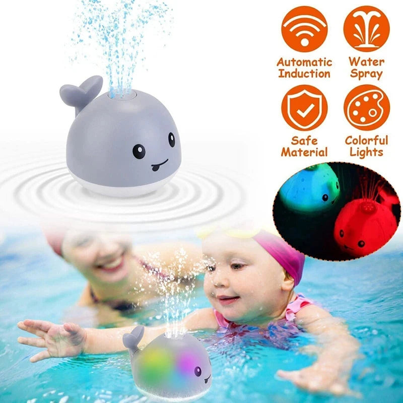 Rechargeable Whale Bath Toy - Light-Up Water Spray | Auto-Sensing Baby Bath Toy